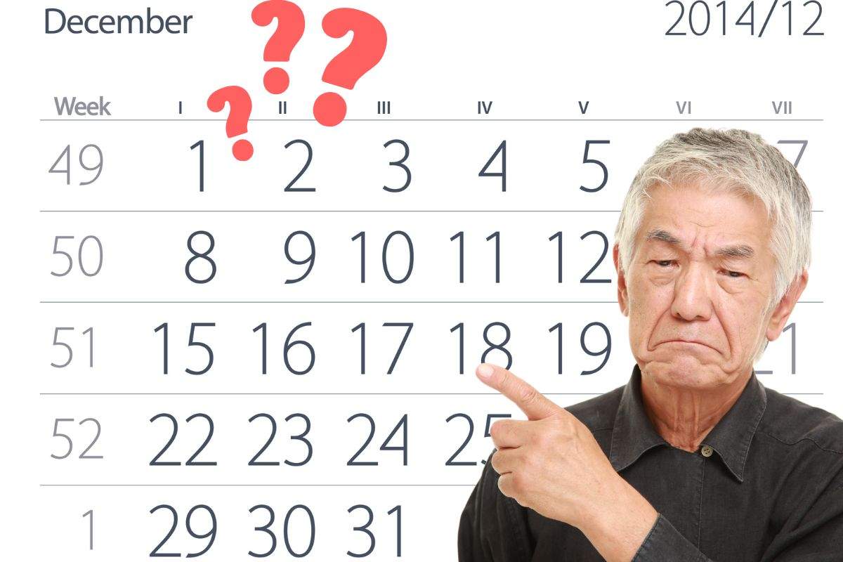 calendario dicembre 2024 uomo dubbioso